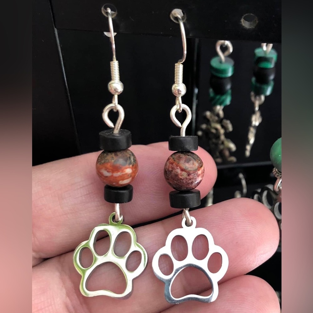 Artisan Handmade with love, dangling gorgeous beaded earrings.  One of a kind.